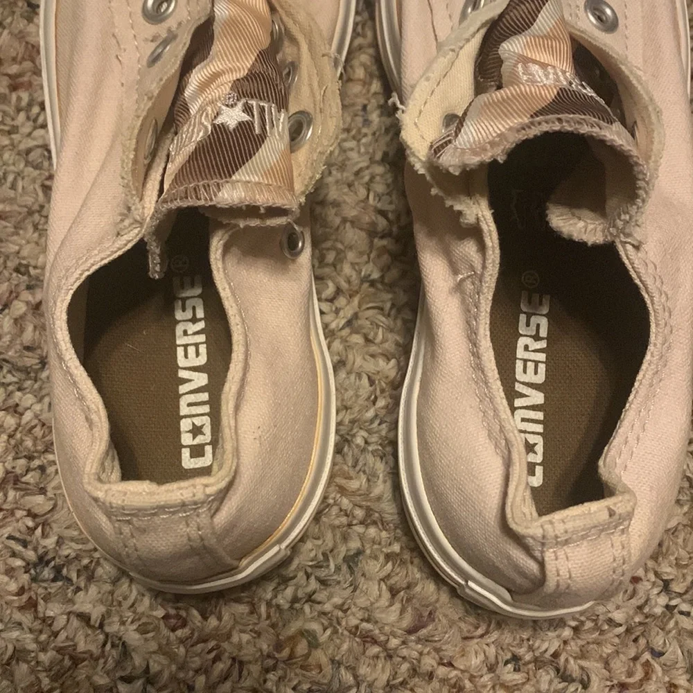 Converse low slip-on No laces Cream with stripe tongue 7 women 5 men Brown/tan - Picture 7 of 10